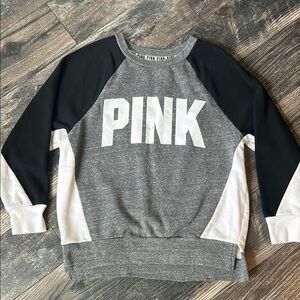 PINK Sweatshirt Victoria Secret Gray Black White Oversize Women Size Small